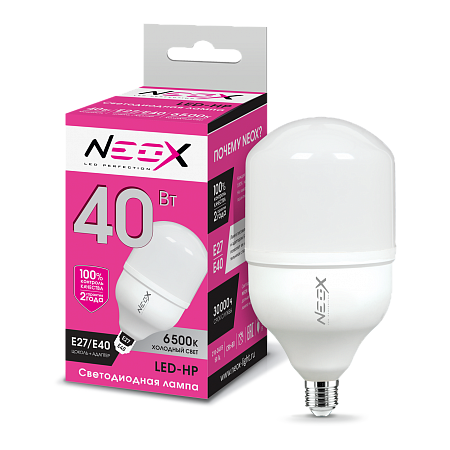 Лампа светодиодная &quot;NEOX LED-HP&quot; A70, Е27/Е40, 40Вт, 220В, 6500К, 3200Лм, матовая