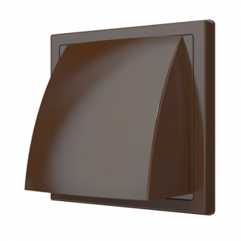 Вентиляционный вытяжной стеновой выход 150*150 с обратным клапаном, с фланцем d=100, коричневый