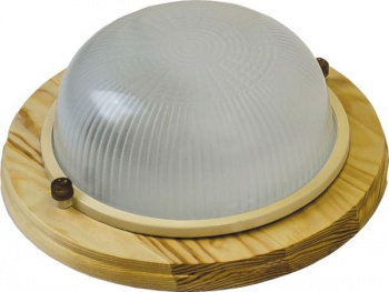 Светильник "Feron Кантри НБО 03-60-011" для бани и сауны, Е27, IP54, max t-130º, круг, Клён