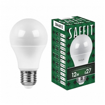 Лампа светодиодная "Saffit SBA6012" А60, Е27, 12Вт, 6400К, 1100Лм, матовая