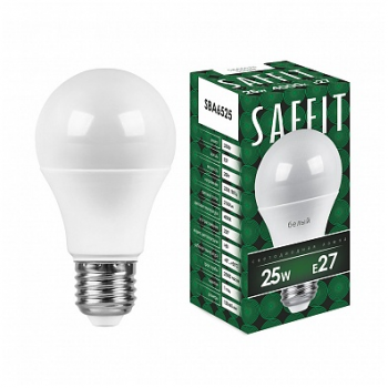 Лампа светодиодная "Saffit SBA6525" А65, Е27, 25Вт, 6400К, 2300Лм, матовая
