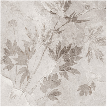 Керамогранит декор "Денвер 1Д" 400*400мм, матовый, светло-серый, листья