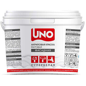 Краска водоэмульсионная фасадная супербелая "UNO", 6кг