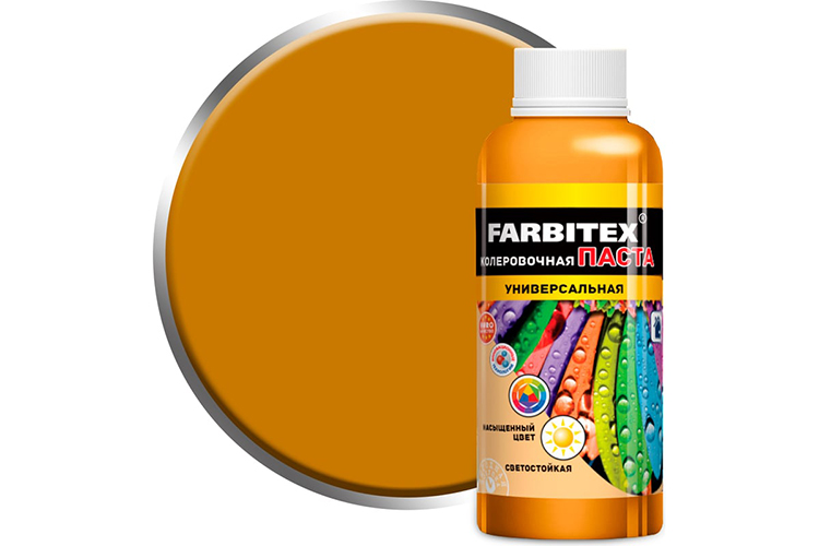 Паста колерная универсальная "FARBITEX", 100мл, "Золотистый"