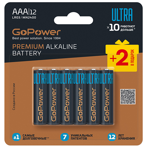 Эл. питания GoPower ULTRA LR03 BL10+2 ААА