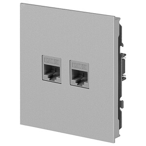 Розетка двойная компьютерная RJ45+RJ45, кат.5E, механизм (без рамки), Arktik алюминий