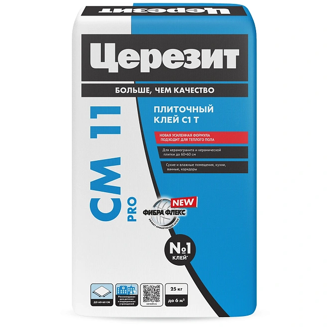 Клей для плитки/ керамогранита Церезит CМ 11 Pro серый (класс С1T) 25кг
