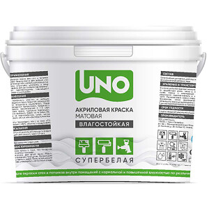 Краска водоэмульсионная интерьерная влагостойкая супербелая "UNOт", 6кг