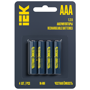 Аккумулятор GREEN Ni-MH AAA 1100мАч (4шт/блистер) IEK
