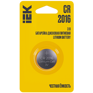 Батарейка литиевая дисковая CR2016 1шт "IEK"