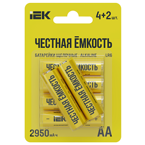 Батарейка щелочная LR06/AA 4+2шт ПРОМО "IEK"