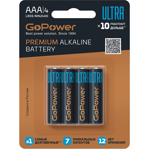 Эл. питания GoPower ULTRA LR03-BL4 ААА
