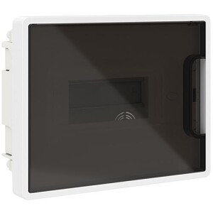 Бокс пластиковый встраиваемый DKC FRAME на 8 модулей IP40 белый с тонированной дверцей
