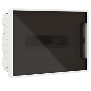 Бокс пластиковый встраиваемый DKC FRAME на 12 модулей IP40 белый с тонированной дверцей
