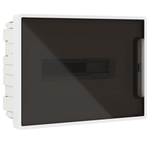 Бокс пластиковый встраиваемый DKC FRAME на 12 модулей IP40 белый с тонированной дверцей