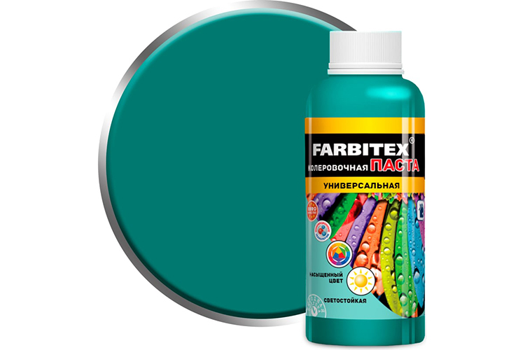 Паста колерная универсальная "FARBITEX", 100мл, "Бирюза"