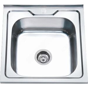 Мойка нержавеющая накладная 500*500*180*0,8мм "Aquattro", матовая, с выпуском 3 1/2, с сифоном