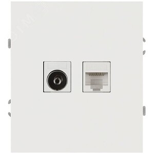 Розетка двойная ТВ+ компьютерная RJ45, кат.5E, механизм (без рамки), Arktik белый матовый