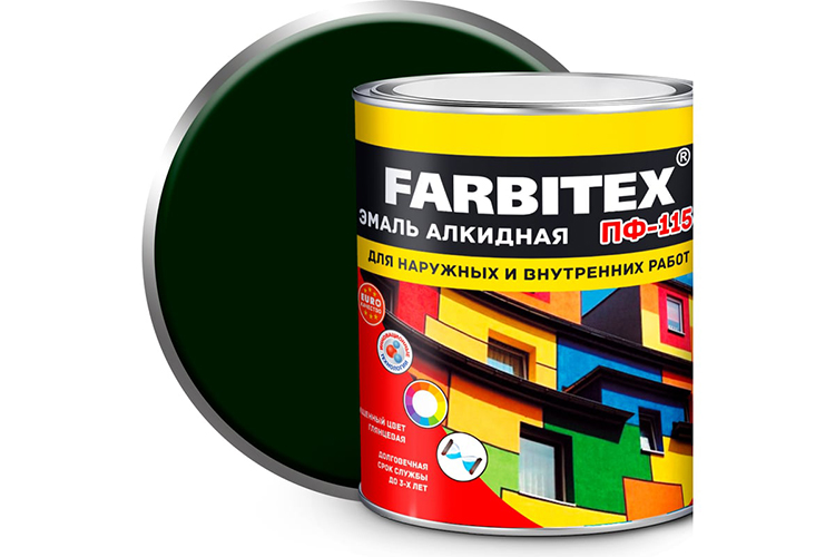Эмаль алкидная изумрудная ПФ-115 "FARBITEX", 1,8кг
