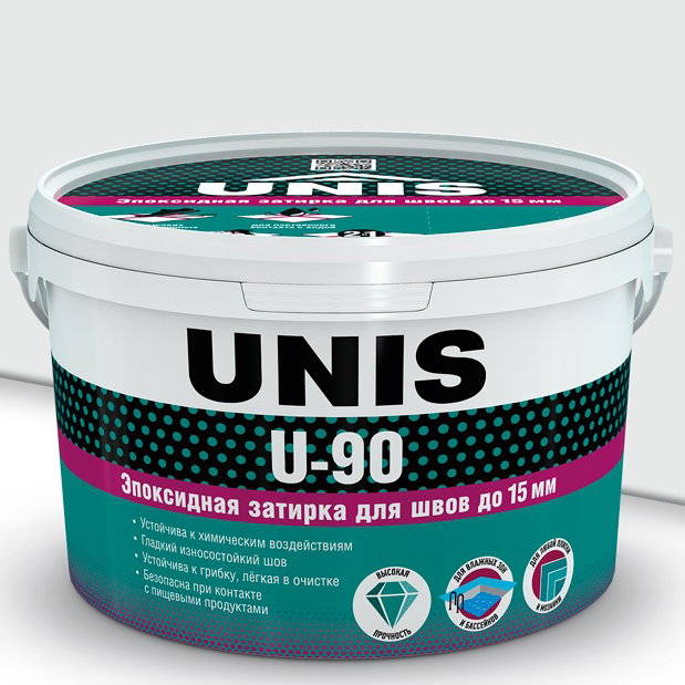 Затирка водоотталкивающая "UNIS U-190", 2кг, "Хамелеон (бесцветный)"  эпоксидная