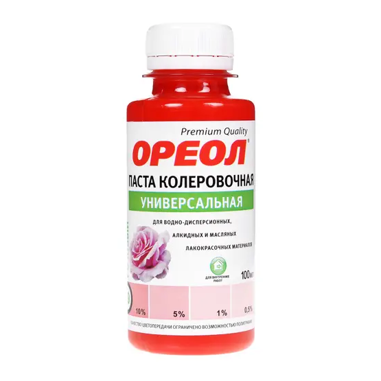 Паста колерная универсальная "Ореол", 100мл, "Розовый №09"
