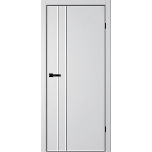 Дверное полотно "TR02", 600*2000*38мм, глухое, "ПЭТ Сильвер, черный молдинг, черная ал.кромка 4-х" ФлайЛорс, защелка магнитная