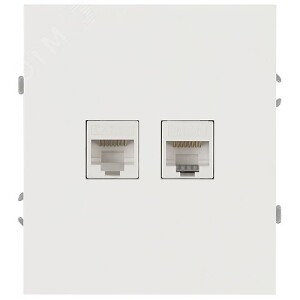 Розетка двойная компьютерная RJ45+RJ45, кат.5E, механизм (без рамки), Arktik белый матовый