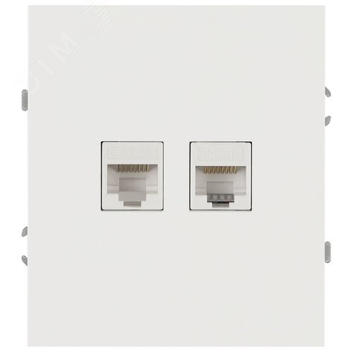 Розетка двойная компьютерная RJ45+RJ45, кат.5E, механизм (без рамки), Arktik белый матовый