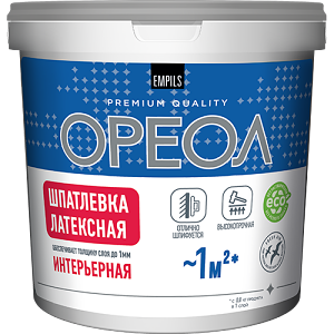 Шпатлевка латексная "Ореол ", белый, д/интерьеров/внут. работ1,5кг 