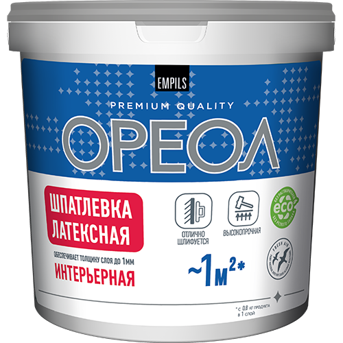 Шпатлевка латексная "Ореол ", белый, д/интерьеров/внут. работ1,5кг