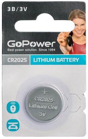 Батарейка литиевая дисковая CR2025 1шт "GoPower"