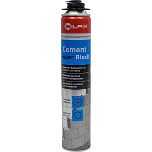 Клей-пена для газобетонных блоков"SILFIX  Cement Super Blosk",750 мл  -10С +35С  750мл