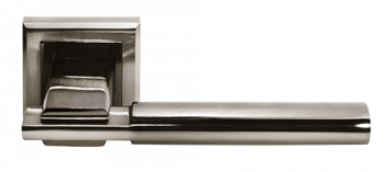 2.Ручка дверная "DIY MH-13 SN/BN-S", нажимная, квадратная накладка, "Белый никель, черный никель"