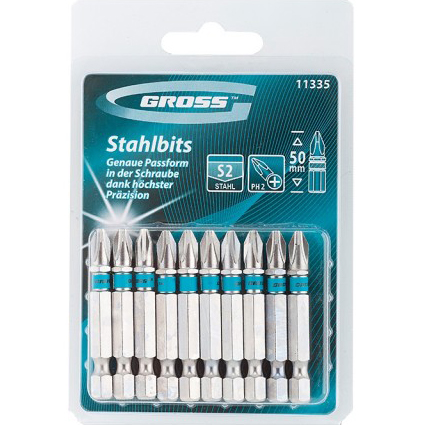 Набор бит PH2*50мм магнитный , 10шт &quot;Gross&quot;