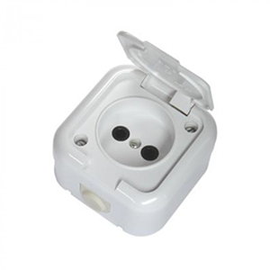 Розетка 1-ая без заземления, "БТ Минск", с крышкой, полугерметичная, накладная, IP44, 16А, РА16-236