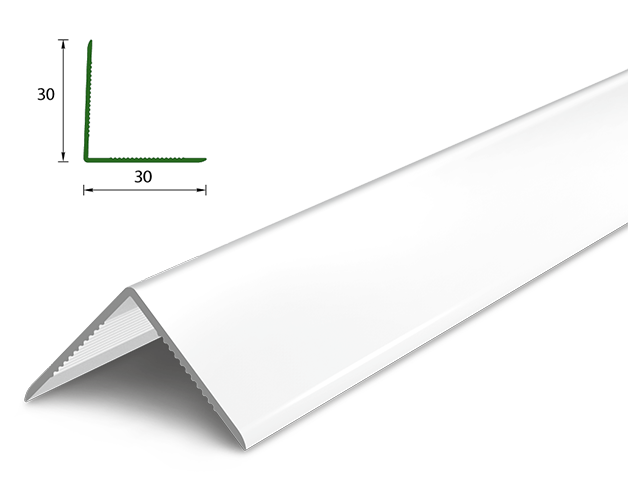 Угол ПВХ KU, 30*30мм, L=2,7м, "Белый глянцевый"
