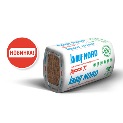 Утеплитель Knauf NORD TS033 1250*600*100мм, 4,5м2, 0,45м3, 6 плит