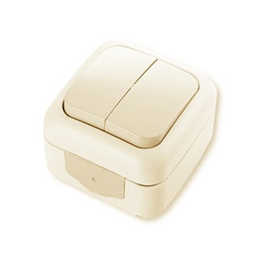 Выключатель 2-кл, "Palmiye Viko", накладной, кремовый, IP55