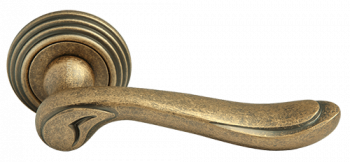 Ручка дверная "RAP CLASSIC-L 6 OMB", нажимная, круглая накладка, "Матовая старая бронза"