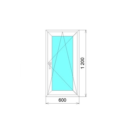 Пластиковое окно Wintech ACCADO 1200*600*70мм 1 створка, правая поворотно-откидная 2х камерный стеклопакет, 3х камерный профиль