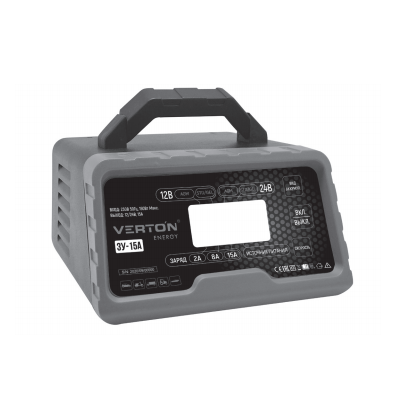 Зарядное устройство &quot;Verton Energy&quot; BC-15A, мощность 250Вт, напряжение 12/24В, 2,2-300Ач, 220В