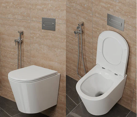 Унитаз "D&K Venice DT1026516" подвесной с крышкой микролифт, безободковый, торнадо