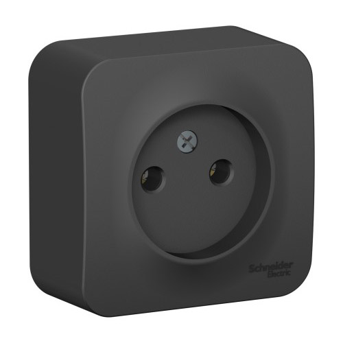 Розетка 1-ая 16А, б/з о/п (изол.пластина), BLANKA антрацит