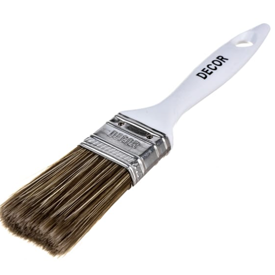 Кисть 35*15мм плоская, черная синтетическая щетина, пластиковая ручка, Decor Profi