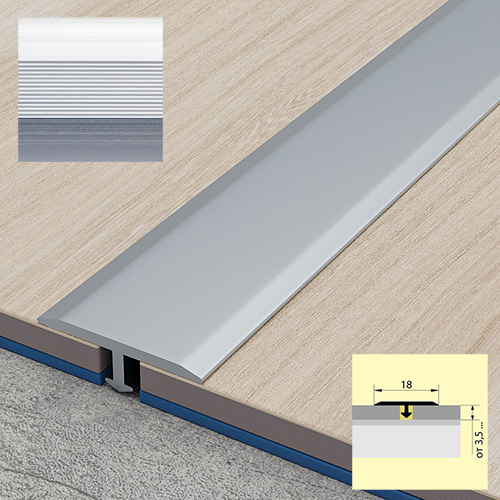 Порожек Т-образный 18*1800мм ( укороченная ножка) "Анодированый матовый серебро"