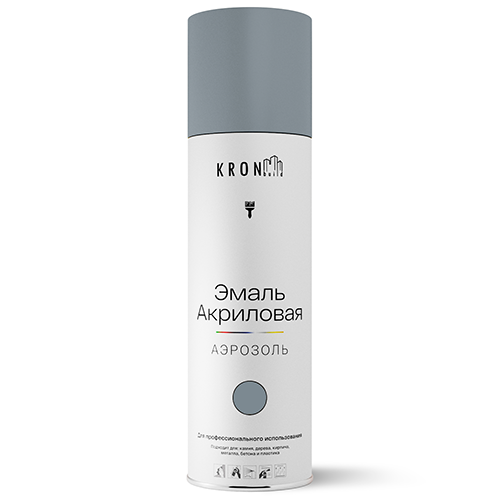 Эмаль аэрозольная темно-серая глянцевая акриловая, KRONbuild, 520мл