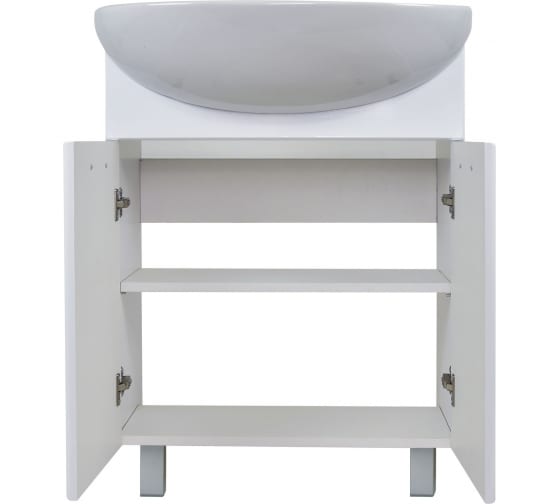 Тумба "Doratiz Вега 60", дверцы, белая с умывальником "Балтика 60"