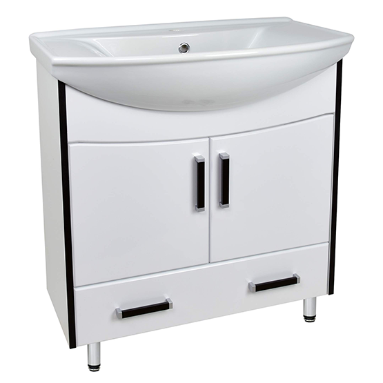 Тумба "Астра 75" белая с умывальником Стиль 75