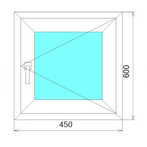 Пластиковое окно Wintech ACCADO 600*450*70мм 1 створка, правая поворотная 2х камерный стеклопакет, 3х камерный профиль