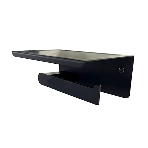 Держатель для туалетной бумаги Solomon 2609 black, с полкой, черный